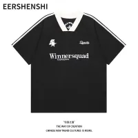 EERSHENSHI เสื้อยืดผู้ชายแขนสั้นอเมริกาแบบย้อนยุคอินเทรนด์ไฮสตรีทบอย