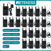 RETEKESS TT125 ระบบมัคคุเทศก์ ระบบไมโครโฟนแบบหนีบเสื้อ เครื่องรับสัญญาณไร้สายแบบพกพา ระบบพร้อมกันสำหรับการประชุมการแปล