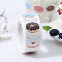 【CC】 500pcs/roll Donut Pattern Stickers Self-adhesive Cookies Sign Baking Packing Labels Paper Decoration