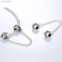 ✟﹊✥ 1pcs Silver Color Fit Bracelet Flower Love Charm Safety Chain Bead Stopper Jewelry Making Accessories