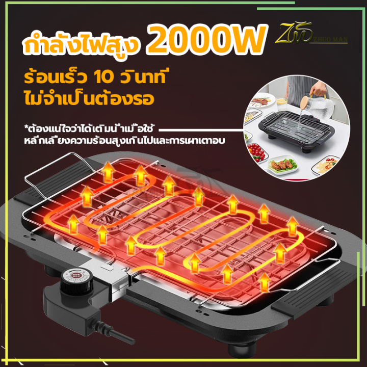 เตาปิ้งย่างไฟฟ้า-เตาปิ้งย่างไร้ควัน-ใหญ่48cm-เตาย่างบาบีคิว-48x28cmกำลังไฟสูง-2000w-ทอดเร็ว-ปรับระดับความร้อนได้-5-ระดับ