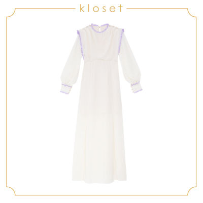 Kloset Maxi Dress With Ruffle (AW20-D012)เสื้อผ้าผู้หญิง เสื้อผ้าแฟชั่น เดรสแฟชั่น เดรสยาว