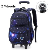 【LZ】✻☎  Trolley School Bags for Children Space Starry Sky Impresso Mochilas de rolamento destacáveis Bagagem infantil Sacos de rodas Urable Bookbag Meninos