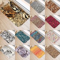 Leopard Pattern Anti-Slip Doormat Kitchen Entrance Door Mat Suede Velvet Carpet Doormat Colorful Indoor Floor Mats Rug 48256