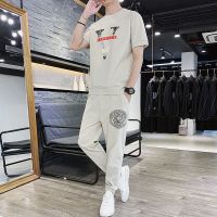 【hot seller】 mens suit 2023 new Korean version handsome short-sleeved casual sports nine-point