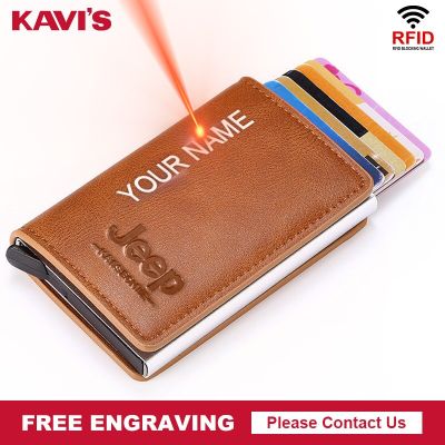 New Credit Card Holder Rfid Leather Vintage Card Holder Men And Women Mini wallet Aluminum Antimagnetic Purse Card Engraving Card Holders