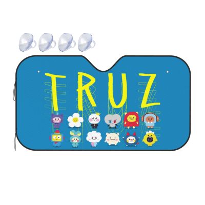 Truz Friends ที่บังแดดรถพับได้แผ่นกรองแสงติดรถยนต์กันลมที่บังแดดกระบังแสงบังแดดด้านหน้ารถ