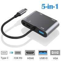 [HOT HAIXWLXKWW 589] 5/4 In 1 USB 3.0 Hub แล็ปท็อปอะแดปเตอร์ชาร์จ5พอร์ต HDMI เข้ากันได้3.5มม. เสียง Type-C Splitter สำหรับ