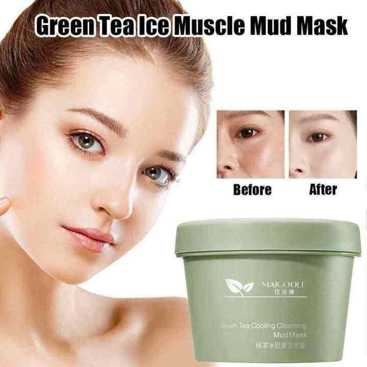 green-tea-cooling-cleransing-mud-mask-โคลนพอกหน้า-ทำความสะอาดอย่างล้ำลึก-ทำความสะอาดรูขุมขน-สิวหัวดำ-สิว-ผิวนุ่มชุ่มชื่น-1-กระปุก