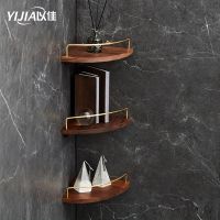 ♛ High quality wood fan-shaped corner wall rack bathroom Corner shelf living room bookshelf