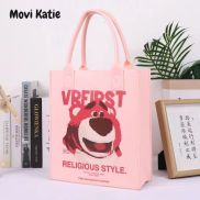 Movi Katie Strawberry bear tote bag New influencer print felt bag Cartoon
