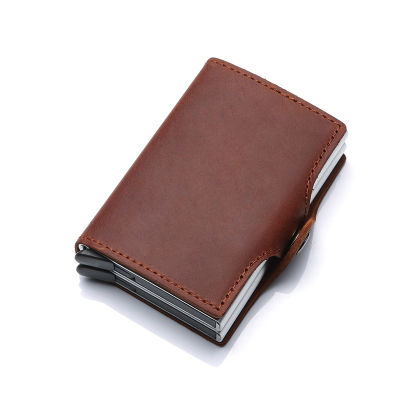 Crazy Horse Genuine Leather Men Wallet Money Bag Rfid id Credit Card Wallet Mini Slim Male Metal Smart Wallet Small Thin Purses