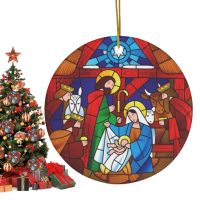 Christmas Tree Hanging Pendants Holy Birth Nativity Scene Acrylic Christmas Winter Decorations Christmas Party Supplies Home Picture Hangers Hooks