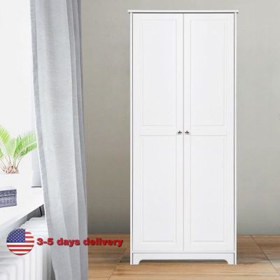 Home Office Storage Cabinet Locker With 4 Adjustable Shelves Multi-layer Wood Cabinet With 2 Doors Home Wardrobes Bedroom