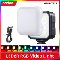 Godox LED 6R / 6 Bi RGB แฟลชวิดีโอ,หรี่แสงได้0-360สี3200K-6500K 13 FX Effects สำหรับแฟลชวิดีโอ