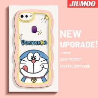 เคส JIUMOO สำหรับ OPPO F9 F9 Pro U1 Realme A7x 2 Pro เคสการ์ตูนโดราเอมอนมีความสุขดีไซน์ใหม่สร้างสรรค์เคสซิลิก้าเจลฝาครอบป้องกันโปร่งใสลายกล้องถ่ายรูปโคลอร์ขอบลอนเคสมือถือกันกระแทกแบบใสนิ่ม