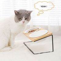 （glistening shop） CatBowlPet โต๊ะรับประทานอาหาร Feeder ทนต่อ Mat KittenElevated Water Food Feeding Dish Dog Supplies