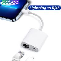 CCLCC Lightning To อะแดปเตอร์อีเทอร์เน็ตด้วยตัวชาร์จไฟสำหรับ iPhone 14 Pro 13 12 11 XS สูงสุด/iPad, 2 In 1อีเทอร์เน็ต RJ45ความเร็วสูง iPhone อแดปเตอร์ LAN เครือข่ายสนับสนุนเครือข่ายอีเทอร์เน็ต100 Mbps