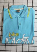 เสื้อโปโล สีฟ้า Bike for Mom เสื้อคอปก เสื้อสำหรับสุภาพสตรี เข้ารูป แขนสั้น ราคาถูก