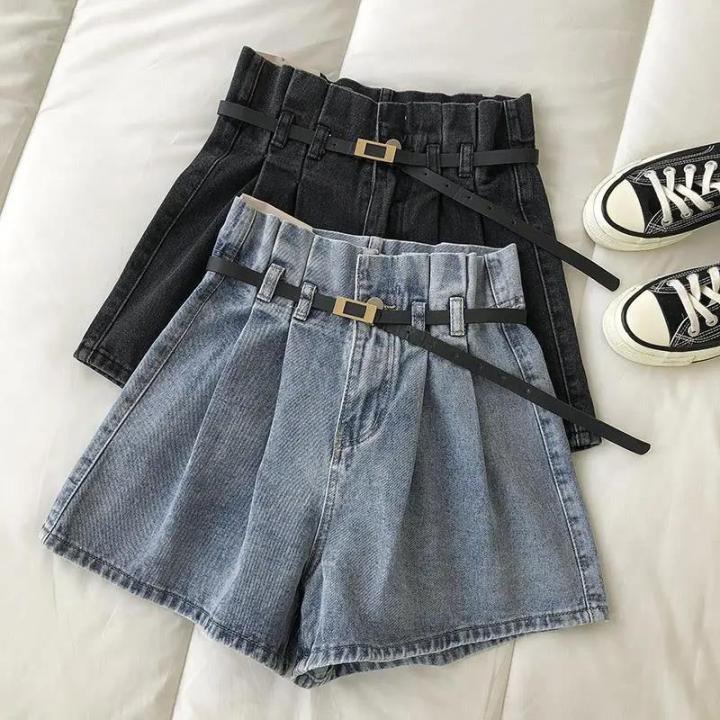 womens-denim-shorts-high-waisted-pleated-wide-leg-2022-fashion-jeans-shorts-female-solid-color-loose-casual-vintage-streetwear