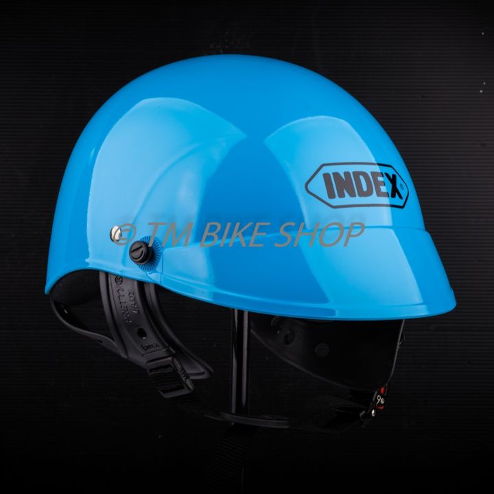 ส่งฟรี-หมวกกันน็อค-index-รุ่น-lady-new-สีฟ้า-หมวกกันน็อคครึ่งใบ-หมวกกันน็อคถูก-แถมฟรี-ชิลด์หน้าคละสี-1ชิ้น-by-tm-bike-shop
