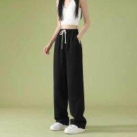 COD กางเกงขากว้าง Japanese style languid wind draping green cargo pants womens summer thin high waist wide leg casual mop