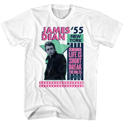เสื้อยืดแขนสั้น พิมพ์ลาย James Dean Remember Life Is Short Star สําหรับผู้ชายoversize【S-4XL】