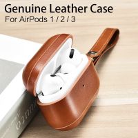 Genuine Cow Leather Plastic Case Cover For AirPods Pro Luxury Retro Leather Protective Case for AirPods 3/2/1