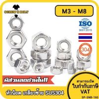 หัวน็อต ตัวเมีย หกเหลี่ยม สแตนเลส 304 เกลียวมิล ซ้าย M3 M4 M5 M6 M8 / Hexagon Nut Left Hand Thread SUS304 M3 M4 M5 M6 M8