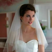 Simple 2 Layers Wedding Veils Ivory White Short Tulle Bridal Veil with Comb Wedding Accessories-Laocher