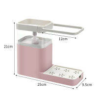 3 in 1 Soap Pumps Dispenser Container Sponge Holder Dishcloth Towel Rag Hanger Drain Organizer Kitchen QJS Shop