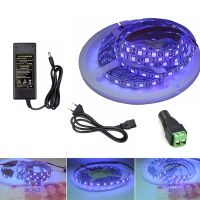 【☊HOT☊】 na07037036036666 Smd 5050ชิปแสงแถบไฟ Led Uv ไม่กันน้ำสีขาว/Pcb สีดำอัลตราไวโอเลต395-410nm แถบไฟ Led เทป Dc12v แหล่งจ่ายไฟ