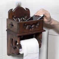 Vintage Wood Paper Towel Rack Toilet Paper Rack Toilet Tissue Box Bathroom Roll Holder Toilet Paper Holder Free of Punching Toilet Roll Holders