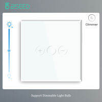 BSEED Touch Dimmer Switch 1Gang 1Way LED สวิตช์ไฟติดผนังหรี่แสงได้พร้อมแผงกระจกคริสตัล Dark Backlight Memory Function