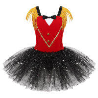 【Cw】ฮาโลวีน Kanak-Kanak Kanak-Kanak Perempuan Ringmaster Sarkas Kostum Dancewear Tanpa ยืดเลื่อมตาข่าย Tutu Pakaian Tious Gimtik Leotard บัลเล่ต์