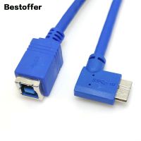 Kabel Data mikro ekstensi pria ke wanita kabel Data mikro ekstensi USB 3.0 30cm siku kanan mikro ke USB 3.0 B untuk Printer