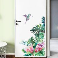 Tropical leaves flowers bird Wall Stickers bedroom living room decoration mural home decor decals removable stickers wallpaper Wall Stickers  Decals