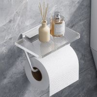 Aluminum Alloy Toilet Paper Holder Acrylic Panel Toilet Paper Roll Holder Bathroom Accessories Kitchen Wall Hanging Towel Rack