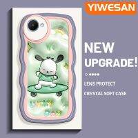 YIWESAN เคสสำหรับ Realme C30 C30s Narzo 50i ไพรม์เคสลายการ์ตูนสเก็ตบอร์ด3D Pochacco ของแท้ขอบครีมเคสโทรศัพท์แบบใสนิ่มเคสป้องกันเลนส์กล้องเคสโปร่งใสกันกระแทก