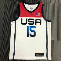 เสื้อกีฬาแขนกุด ลายทีม Olympic NBA Jersey USA Suns No.15 Booker โอเวอร์ไซซ์ สไตล์คลาสสิก สําหรับผู้ชาย และผู้หญิง 2022