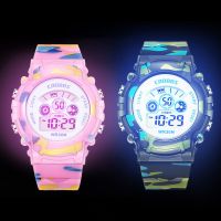 Luminous Waterproof LED Digital Watches for Boys Girls Stainless Camouflage Electronic Outdoor Sports Children Watch Kids Gifts