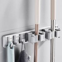 Mop Hanging Rack Bathroom Mop Organizer Holder Hooks Wall-mounted Broom Clip Kitchen Balcony Sundries Storage Stand for Home Picture Hangers Hooks
