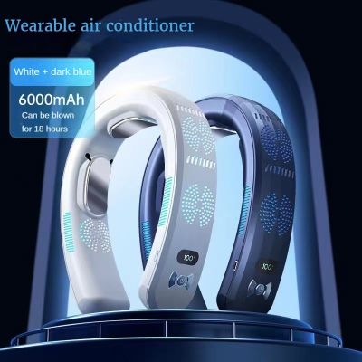 【YF】 USB Hanging Neck Fan Mini Air Conditioner Portable Ventilation with LED Display Bladeless Warm and Cool for Sports