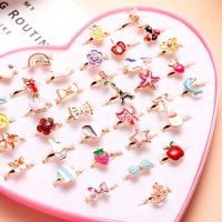 10pcs/lot Childrens Cartoon Rings Candy Flower Animal Bow Shape Ring Set Mix Finger Jewellery Rings Kid Girls Toys Random Color