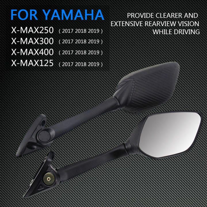 2ชิ้นรถจักรยานยนต์กระจกมองข้างพลาสติกสีดำกระจกมองหลังอุปกรณ์มอเตอร์ไซค์สำหรับ-yamaha-xmax-300-400-125-250-2017-2018-201