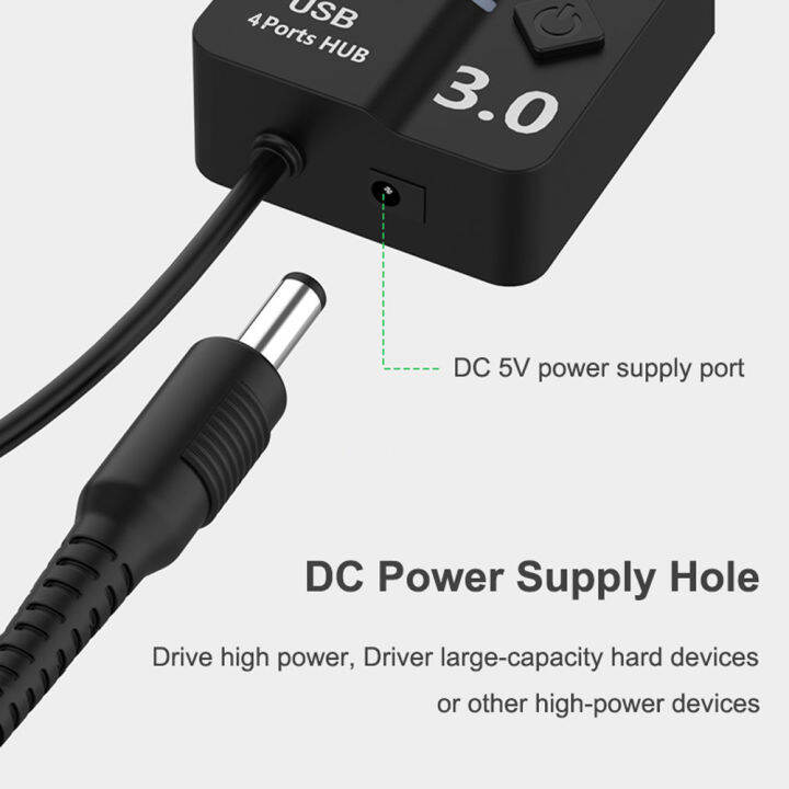 vktech-powered-usb-3-0-hub-usb-data-hub-splitter-พร้อมสวิตช์แยกสำหรับแล็ปท็อปพีซี