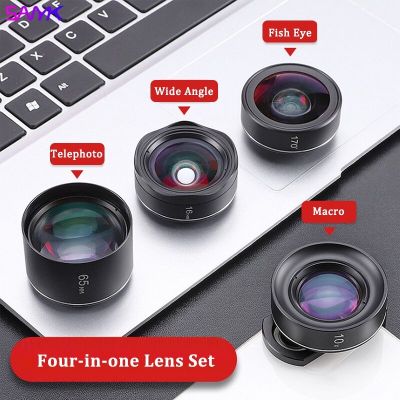 SANYK HD 4 In 1 Phone Lens Set Undistorted Wide-Angle Lens Macro Lens Super Fisheye Lens Telephoto Lens SLR Level Lens Quality