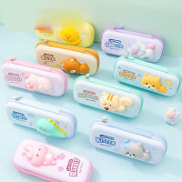 4 pcslot Cartoon Animal Decompression Pencil Case Cute Pencil bag box Stationery Pen Pouch Office School Supplies Zakka