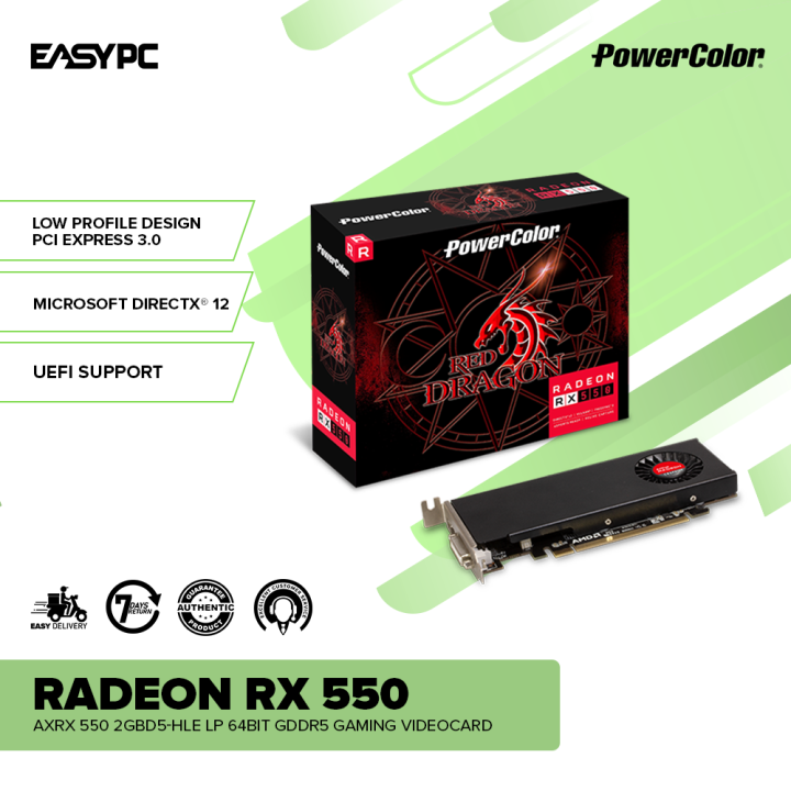 EasyPC | PowerColor Radeon RX 550 AXRX 550 2GBD5-HLE Low Profile 64BIT ...