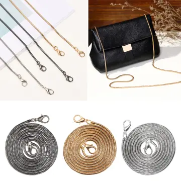 Mini Purse Chain, DIY Metal Flat Chain- for Messenger Bag Purse Strap  Extender Handbag Accessory Decoration, with Metal Buckle